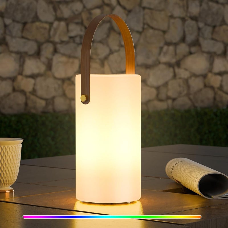 UUFFOO Solar Table Lamp Outdoor Lantern 2 in 1 Charging Portable LED Cordless Lights with Remote 8 Colors, Water-Resistant IP44 for Patio Terrace Camping Garden Balcony - Image 1